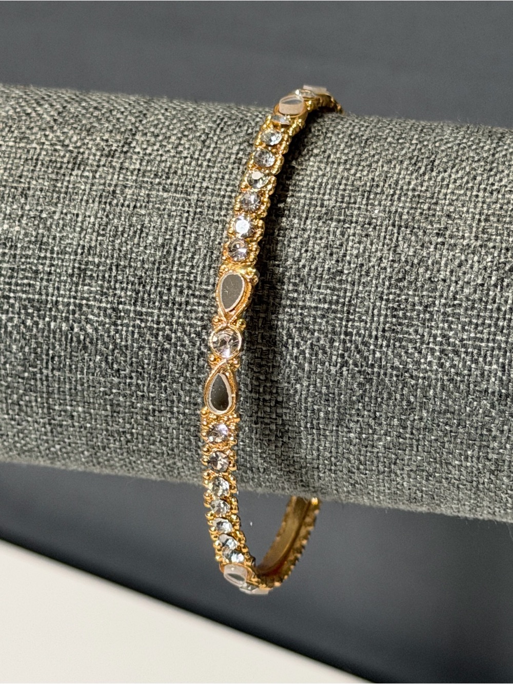 Gold Crystal Tennis Bracelet with Teardrop Accents